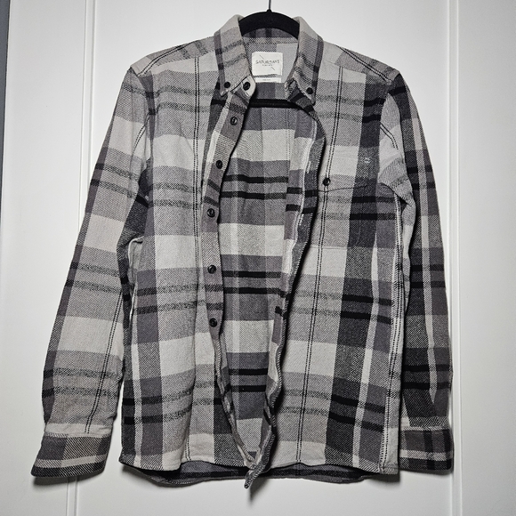 Saturdays Surf NYC Flannel Shirt Men's Gray Plaid Button Down Cotton Sz Medium - Picture 5 of 8